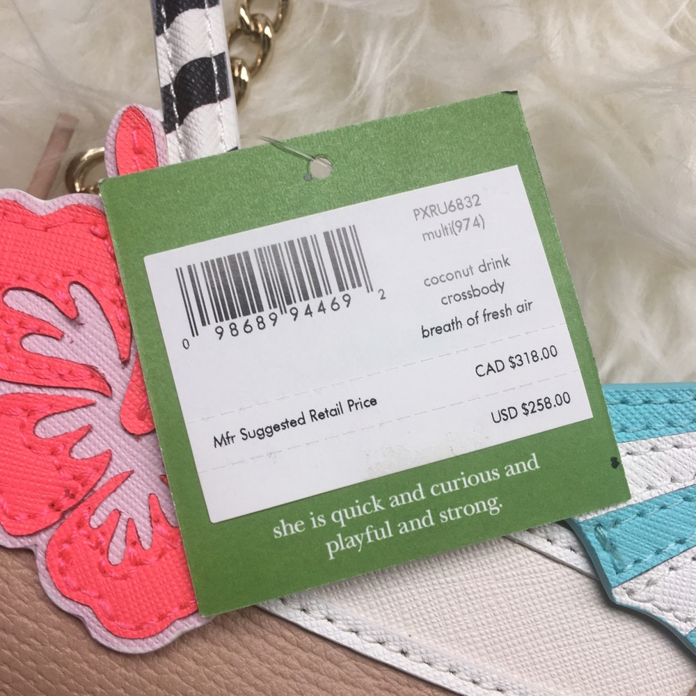kate spade light pink and cream crossbody bag with tropical applique - Picture 5 of 8
